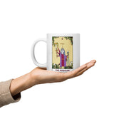 The Unicorn Magician Tarot Card White glossy mug