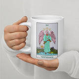 Temperance Ibis Headed Angel Tarot Card White glossy mug