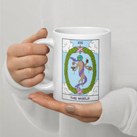 The World Dancer Tarot Card White glossy mug