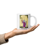 The Unicorn Magician Tarot Card White glossy mug