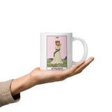 Strength Lion Headed Maiden White glossy mug