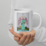 Temperance Ibis Headed Angel Tarot Card White glossy mug