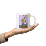 The Fool Whimsical Dog Tarot Card White glossy mug