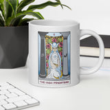 The Snowy Owl High Priestess Tarot Card White glossy mug