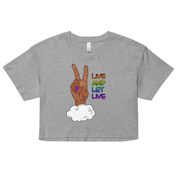 Live and Let Live Tan Skin Peace Sign LGBTQ+ Pride  crop top