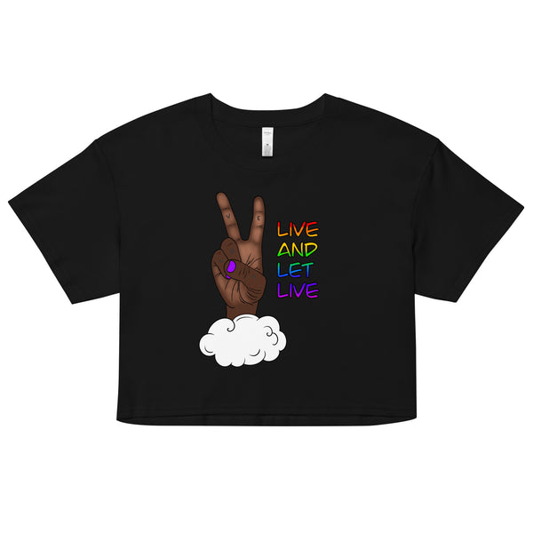 Live and Let Live Dark Skin Peace Sign LGBTQ+ Pride crop top