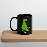 Sad Tony the T-Rex Dinosaur Ice Cream Black Glossy Mug