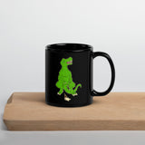 Sad Tony the T-Rex Dinosaur Ice Cream Black Glossy Mug