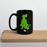 Sad Tony the T-Rex Dinosaur Ice Cream Black Glossy Mug