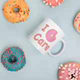 I Donut Care Punny White glossy mug