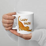 “Lazy Daze” Cheddar the Orange Tabby Cat White glossy mug