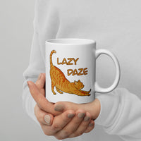 “Lazy Daze” Cheddar the Orange Tabby Cat White glossy mug