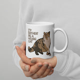 “I’d Rather be a House Cat” Marsbar the Chonky Calico Cat White glossy mug