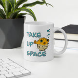 Take up space puffer fish White glossy mug