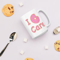 I Donut Care Punny White glossy mug