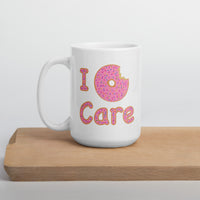 I Donut Care Punny White glossy mug