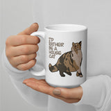 “I’d Rather be a House Cat” Marsbar the Chonky Calico Cat White glossy mug