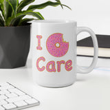 I Donut Care Punny White glossy mug